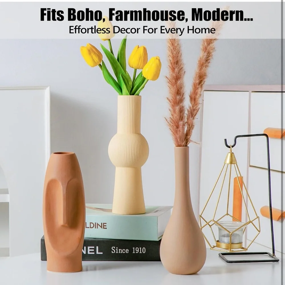 Neutral Ceramic Sculptural Vase Collection for centerpieces